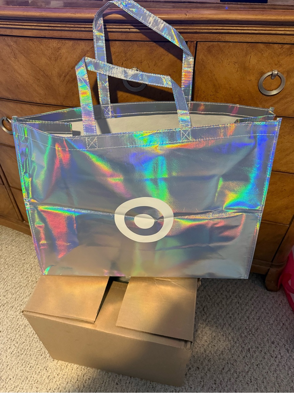 Target Iridescent Holographic Tote Bag - Silver Shine